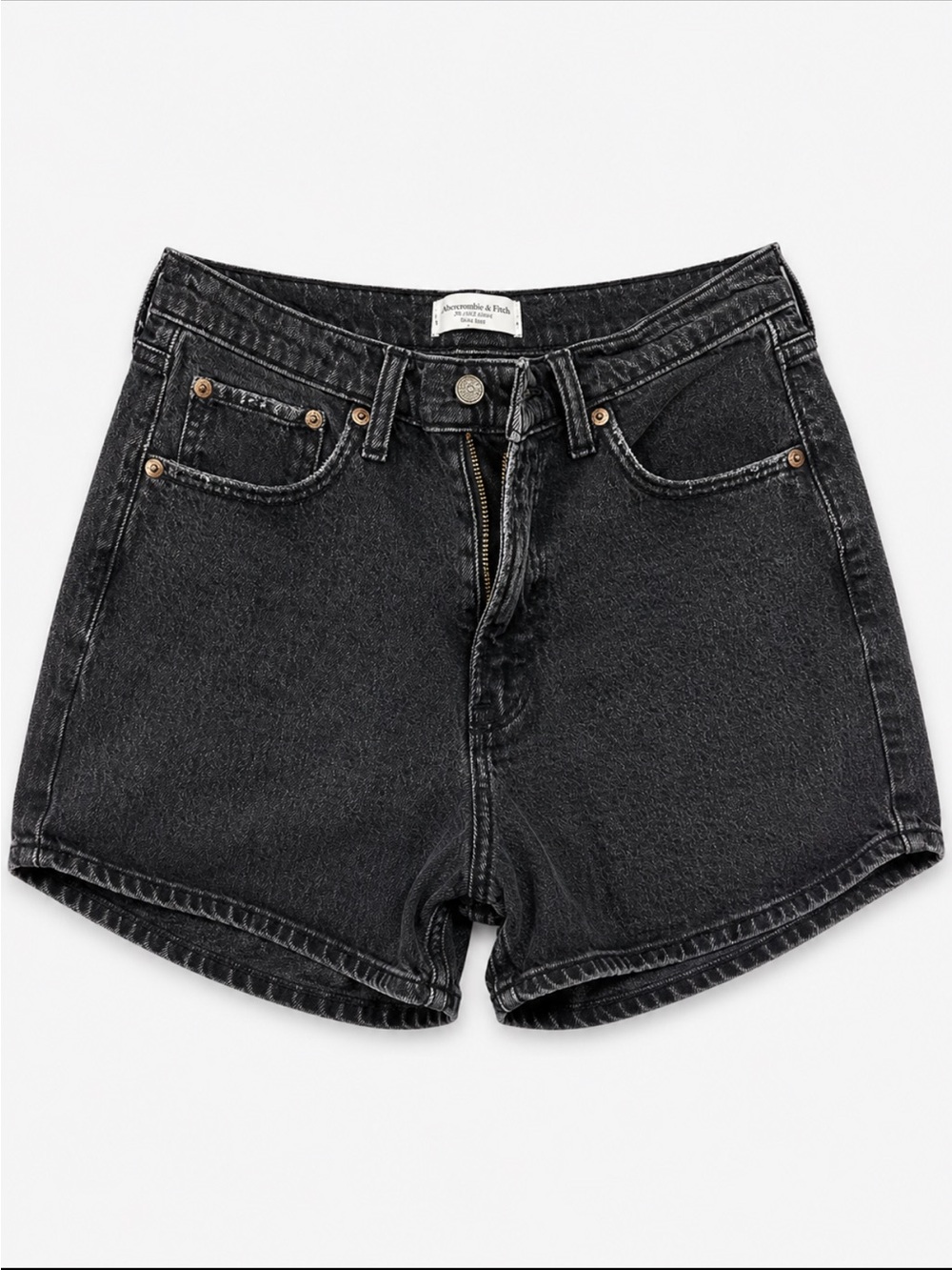 Abercrombie & Fitch Washed Black High-Waist Denim Shorts